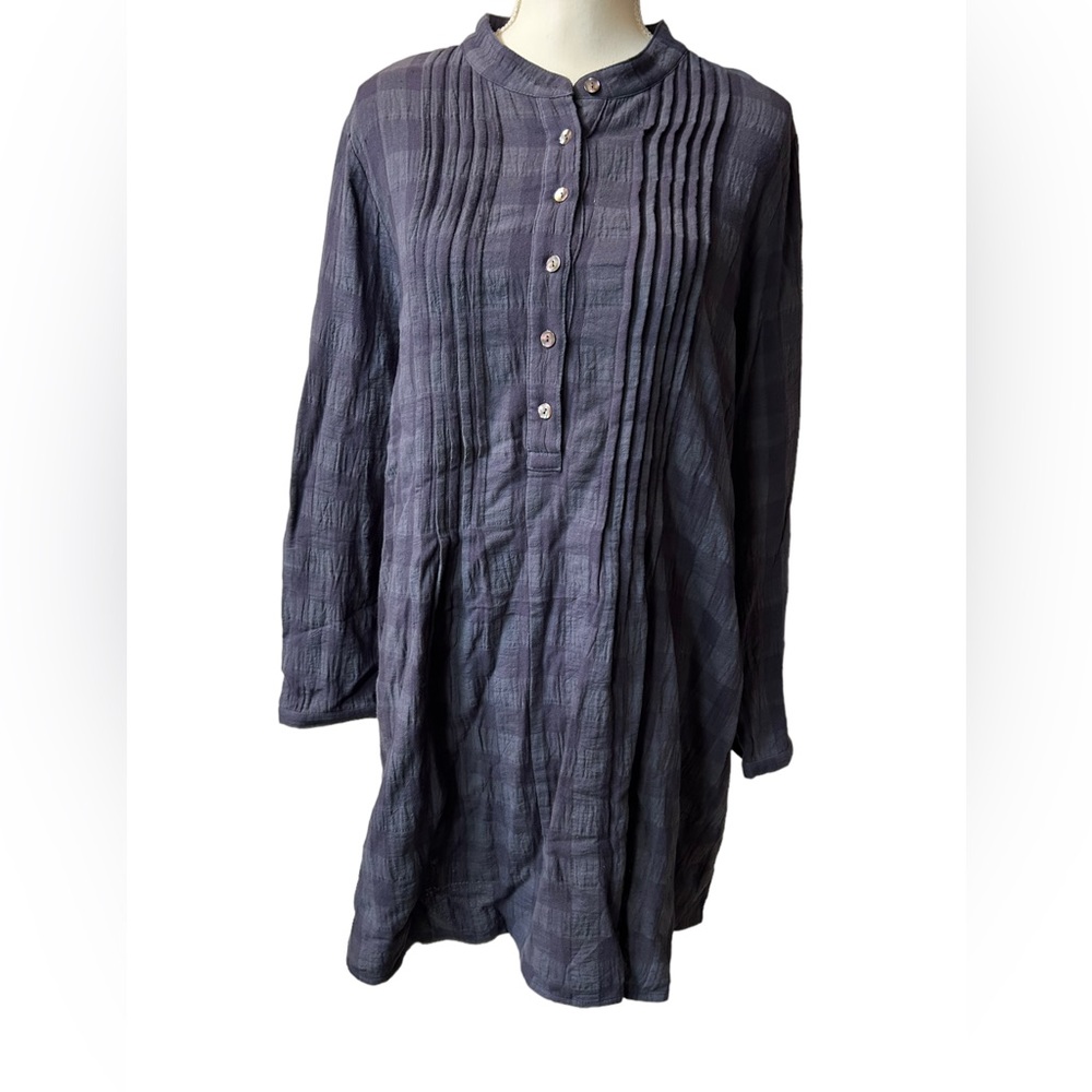 UNCLE FRANK oversized plaid pleated above knee length casual dress size S NWT